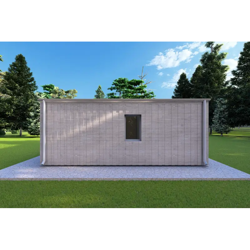 Bungalow di legno VISION 2 CUBE "C" con patio 7x8 44/100/30/40 mm, retro modello grigio legno