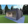 Bungalow di legno VISION 2 CUBE "C" con patio 7x8 44/100/30/40 mm, fronte lato destro modello antracite