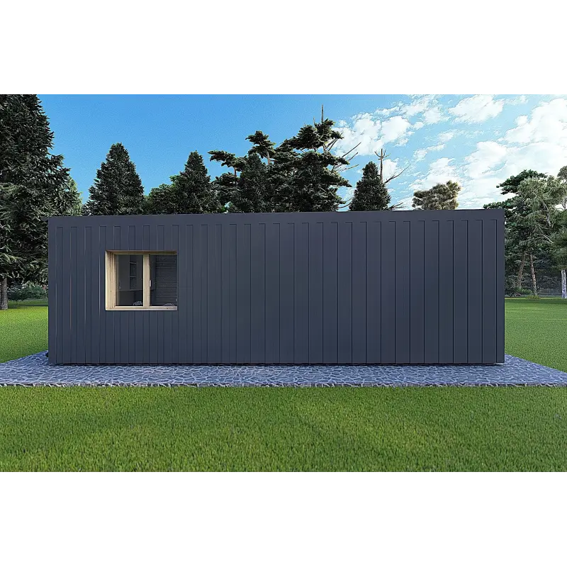 Bungalow di legno VISION 2 CUBE "C" con patio 7x8 44/100/30/40 mm, lato sinistro modello antracite