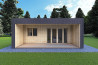 Bungalow di legno VISION 2 CUBE "C" con patio 7x8 44/100/30/40 mm, vista frontale modello antracite