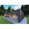 Bungalow in legno VISION 3 con patio 10x6 60/100/30/40 mm, fronte lato destro color antracite