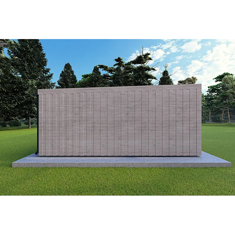 Bungalow in legno VISION 3 con patio 10x6 60/100/30/40 mm, lato sinistro color grigio legno
