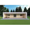 Bungalow in legno VISION 3 con patio 10x6 60/100/30/40 mm, vista frontale color grigio legno