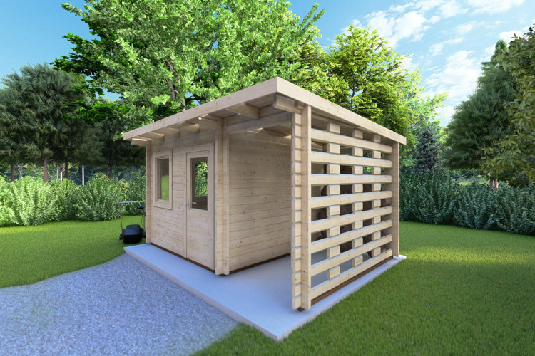 Casetta da giardino LISA 3x3 44mm, fronte lato destro