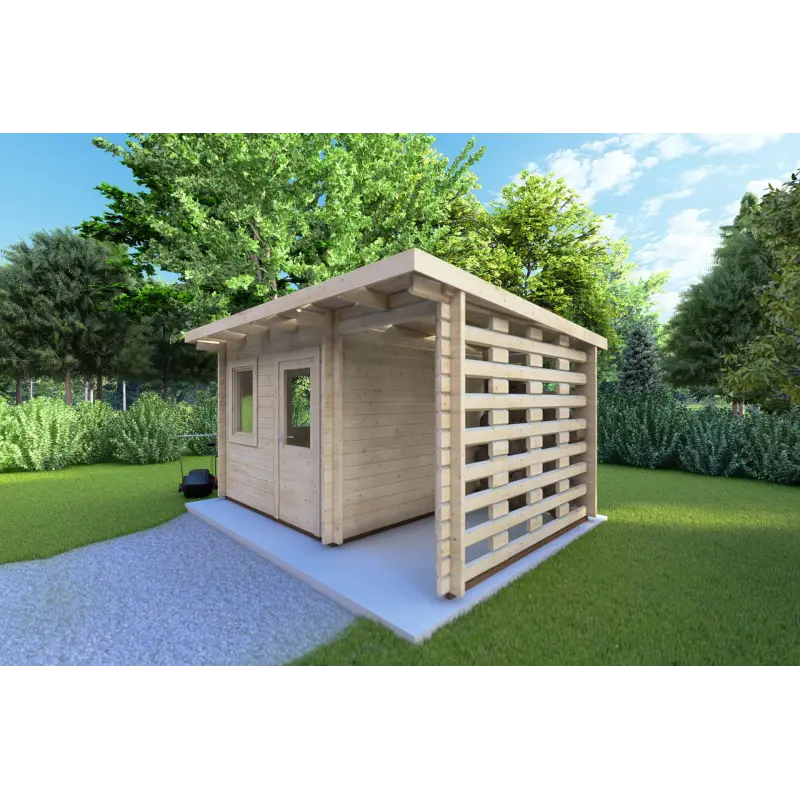 Casetta da giardino LISA 3x3 44mm, fronte lato destro