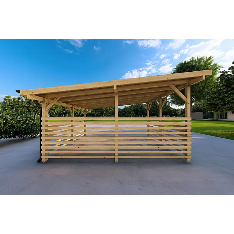 Tettoia in legno con chiusura parziale 22.4 m², retro