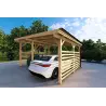 Tettoia in legno con chiusura parziale 22.4 m², fronte lato destro