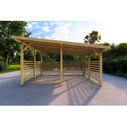 Tettoia in legno con chiusura parziale 22.4 m², vista frontale