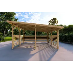 Tettoia in legno con chiusura parziale 22.4 m², vista frontale