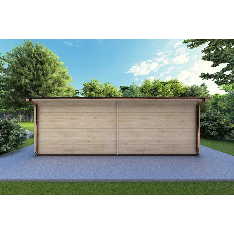 Casa in legno con portico DENISE 7x5.2 44mm, retro