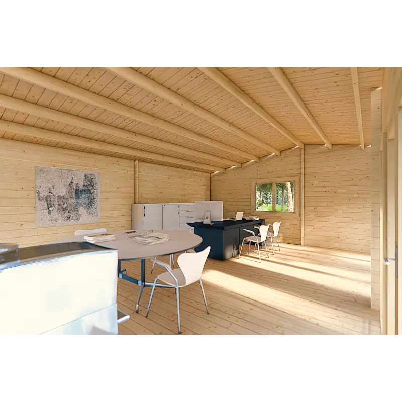 Casa in legno con portico DENISE 7x5.2 44mm, retro
