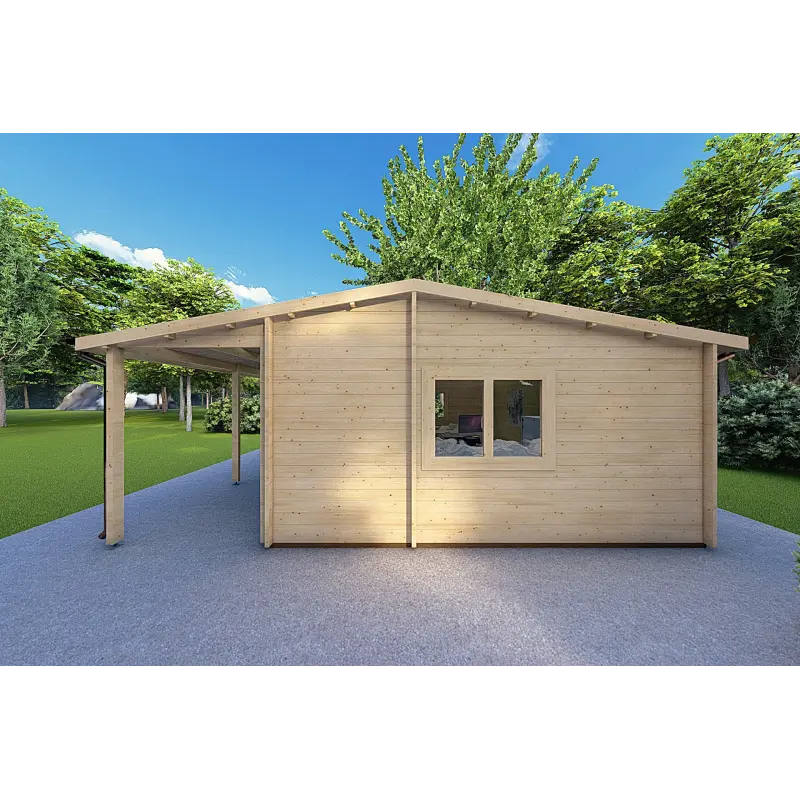 Casa in legno con portico DENISE 7x5.2 44mm, lato destro