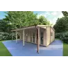 Casa in legno con portico DENISE 7x5.2 44mm, fronte lato destro