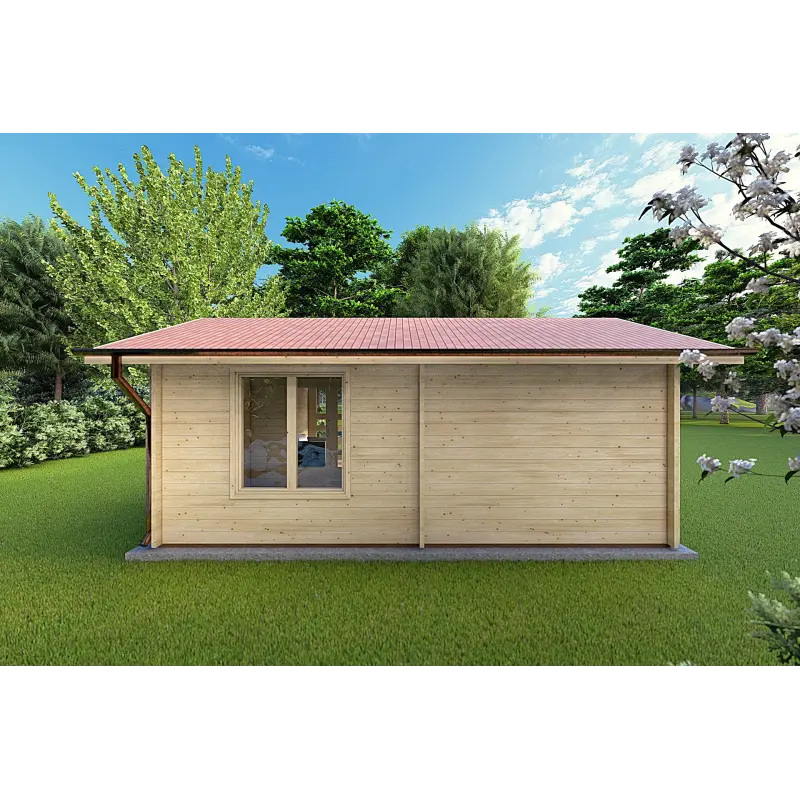 Casetta in legno con veranda con 2 stanze SUSANNA 44mm, lato sinistro