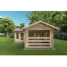 Casetta in legno con veranda con 2 stanze SUSANNA 44mm, lato destro