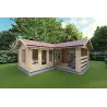 Casetta in legno con veranda con 2 stanze SUSANNA 44mm, fronte lato destro