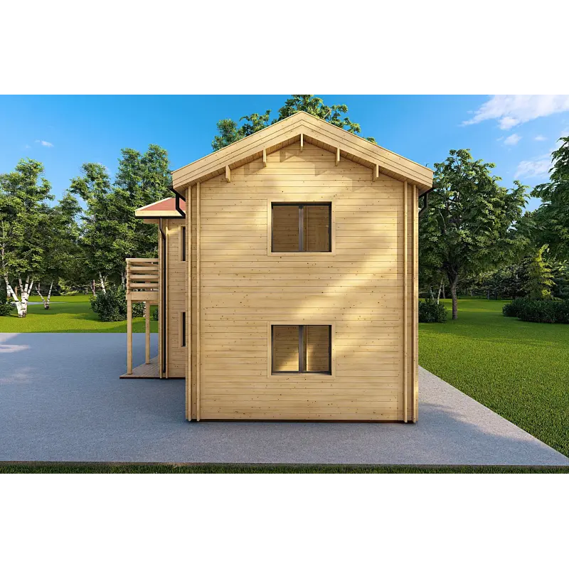Casa di legno prefabbricata due piani GILDA 44/140/44 mm, lato destro