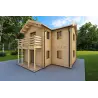 Casa di legno prefabbricata due piani GILDA 44/140/44 mm, fronte lato destro