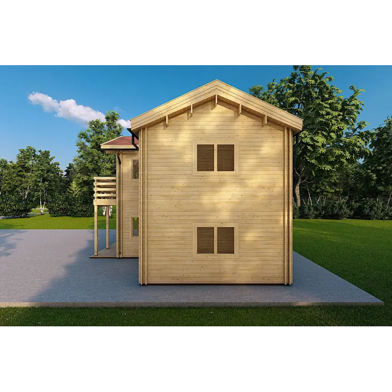 Casa di legno coibentata GILDA 98 m² 44/100/44 mm, lato destro