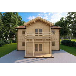 Casa di legno coibentata GILDA 98 m² 44/100/44 mm, vista frontale