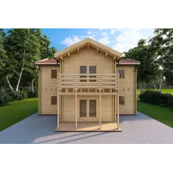 Casa di legno coibentata GILDA 98 m² 44/100/44 mm, vista frontale