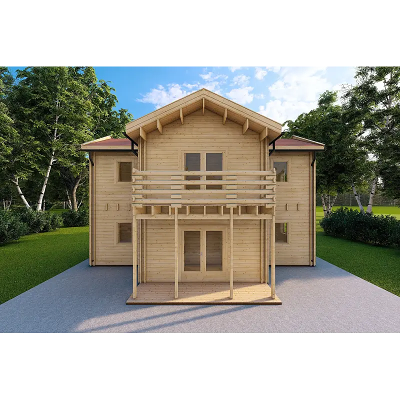 Casa di legno coibentata GILDA 98 m² 44/100/44 mm, vista frontale