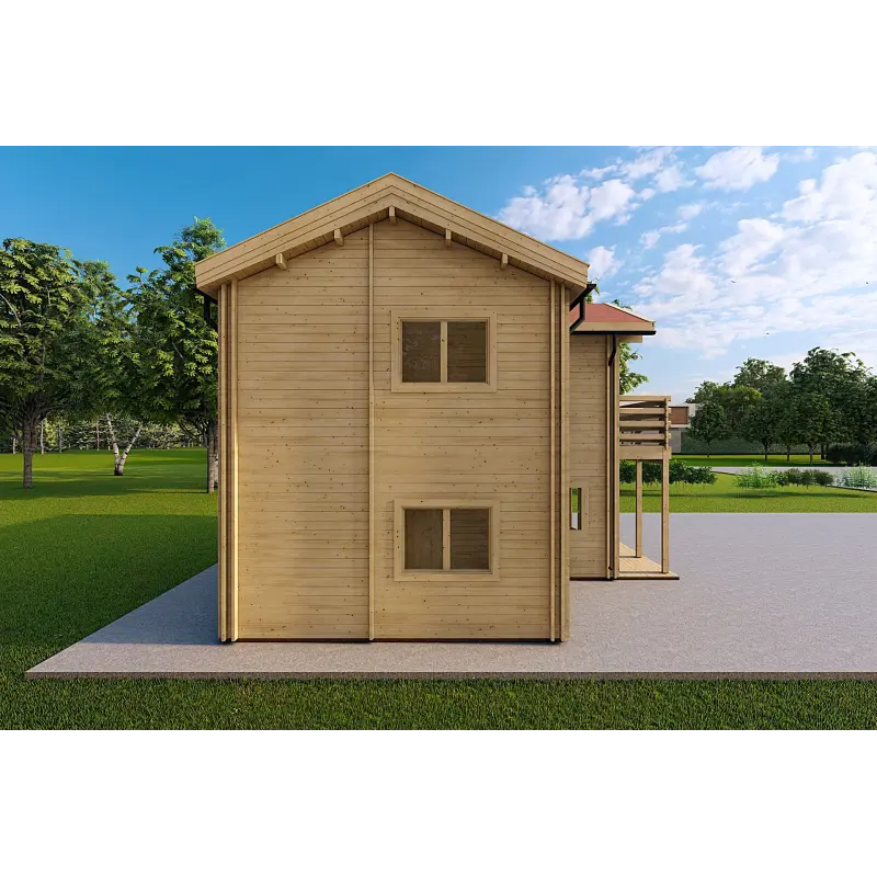 Casa di legno coibentata GILDA 98 m² 44/100/44 mm, lato sinistro