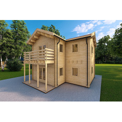 Casa di legno coibentata GILDA 98 m² 44/100/44 mm, fronte lato destro