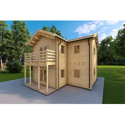 Casa di legno coibentata GILDA 98 m² 44/100/44 mm, fronte lato destro