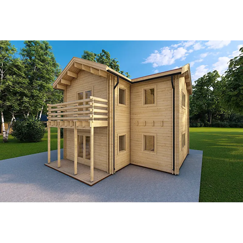 Casa di legno coibentata GILDA 98 m² 44/100/44 mm, fronte lato destro