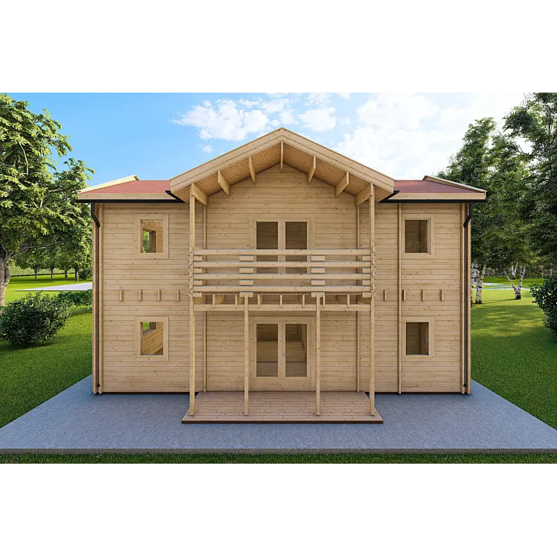 Casa di legno coibentata GILDA 98 m² 44/100/44 mm, retro