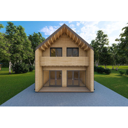 Casa prefabbricata con cladding PENELOPE 12x6 44/120/30/40 mm, vista frontale