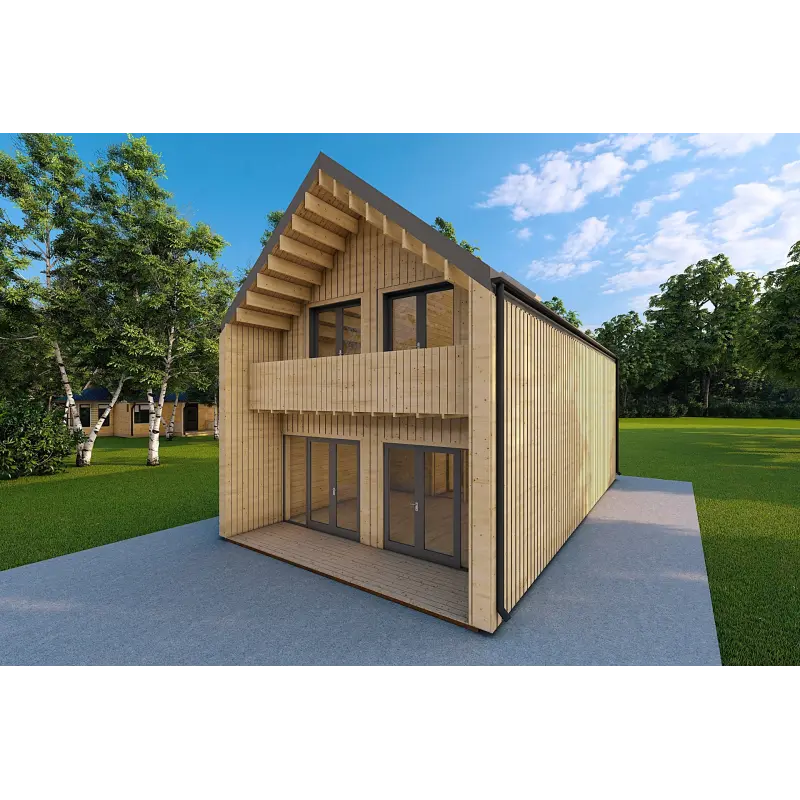 Casa prefabbricata con cladding PENELOPE 12x6 44/120/30/40 mm, fronte lato destro