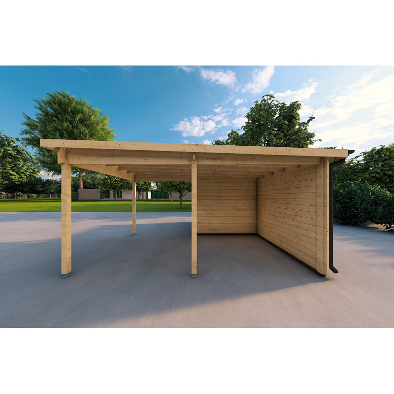 Tettoia in legno con ripostiglio 25 m² 44mm, lato destro