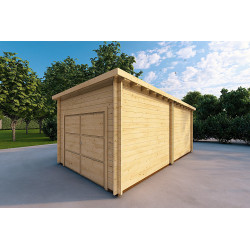 Garage in legno 6x3.5 44mm, fronte lato destro