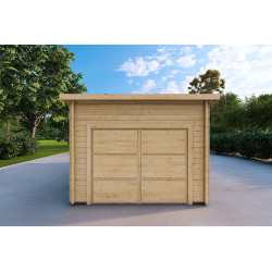 Garage in legno 6x3.5 44mm, vista frontale