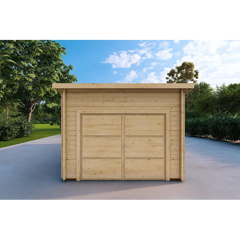 Garage in legno 6x3.5 44mm, vista frontale
