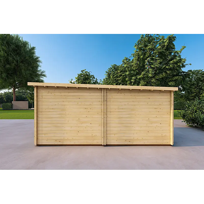 Garage in legno 6x3.5 44mm, lato destro
