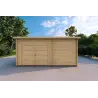 Garage in legno con portico e ripostiglio 5.2x5.7 44mm, vista frontale
