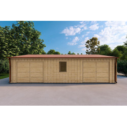 Garage di legno doppio indipendente con ripostiglio personale 9.6x6.4 44+100+40 Cladding, vista frontale