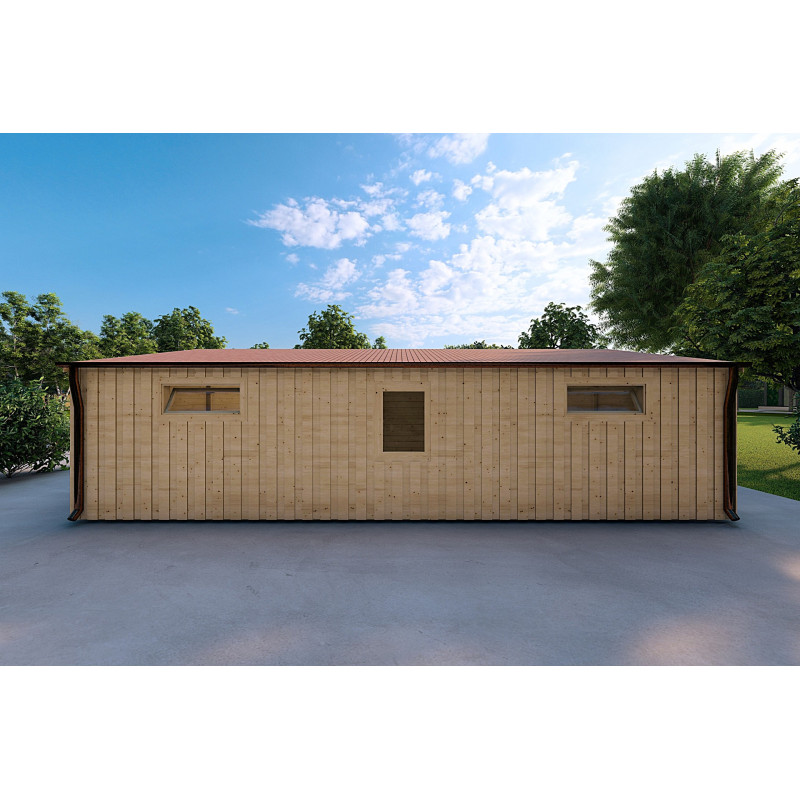 Garage di legno doppio indipendente con ripostiglio personale 9.6x6.4 44+100+40 Cladding, retro