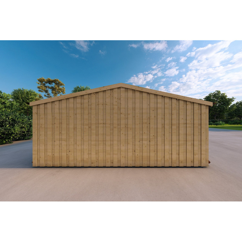 Garage di legno doppio indipendente con ripostiglio personale 9.6x6.4 44+100+40 Cladding, lato sinistro