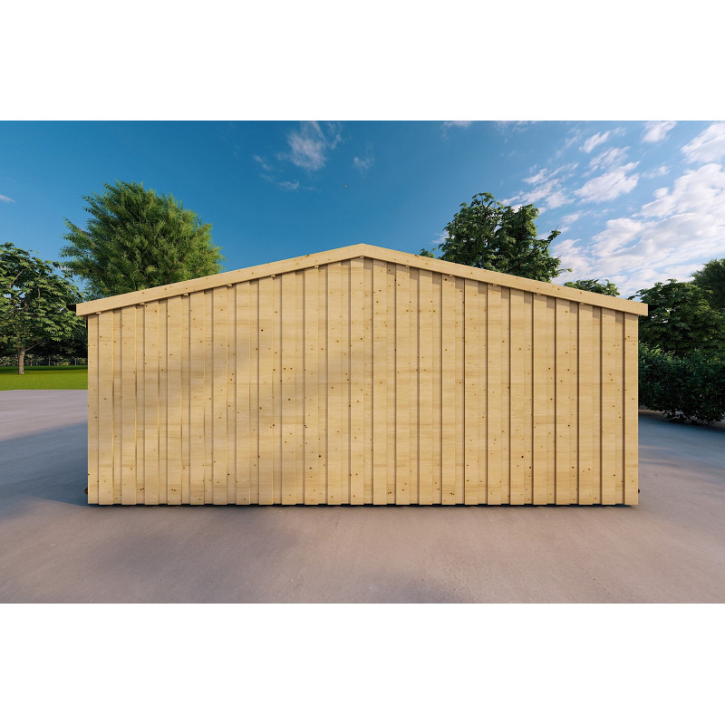 Garage di legno doppio indipendente con ripostiglio personale 9.6x6.4 44+100+40 Cladding, lato destro