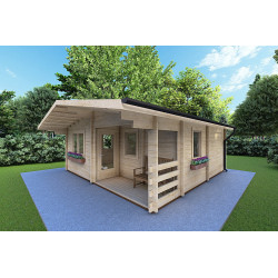 Casa in legno ELBA 6x6 44 mm, fronte lato destro