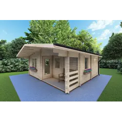 Casa in legno ELBA 6x6 44 mm, fronte lato destro