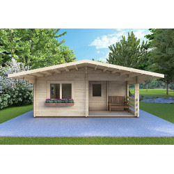Casa in legno ELBA 6x6 44 mm, vista frontale