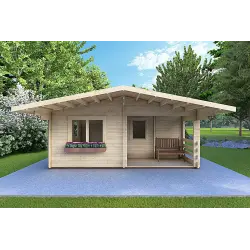 Casa in legno ELBA 6x6 44 mm, vista frontale