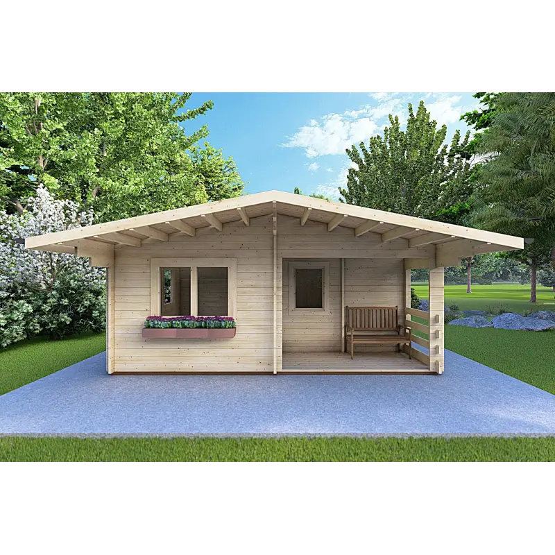 Casa in legno ELBA 6x6 44 mm, vista frontale