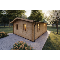 Casa di legno Dalia 5x7 44 mm, fronte lato destro modello legno naturale