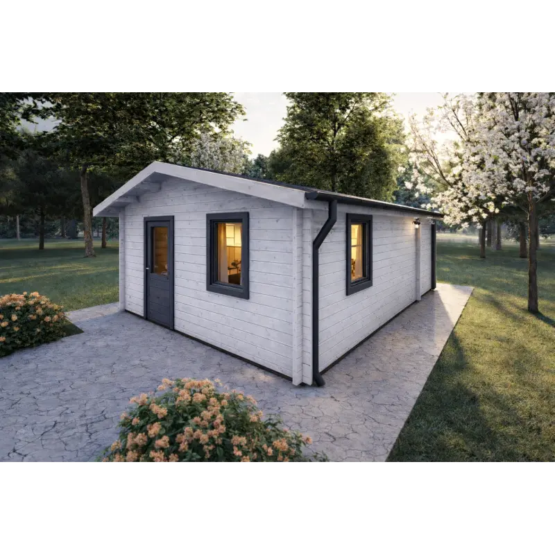 Casa di legno Dalia 5x7 44 mm, fronte lato destro modello bianco